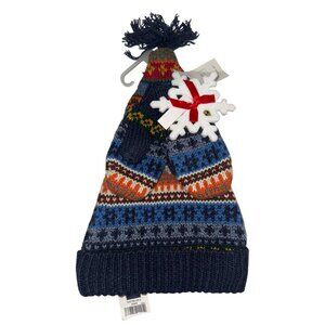 Gap Toddlers Hat/Mittens Set Sz 2-3 Years Navy Blue Fair Isle Nordic NEW w/Tags